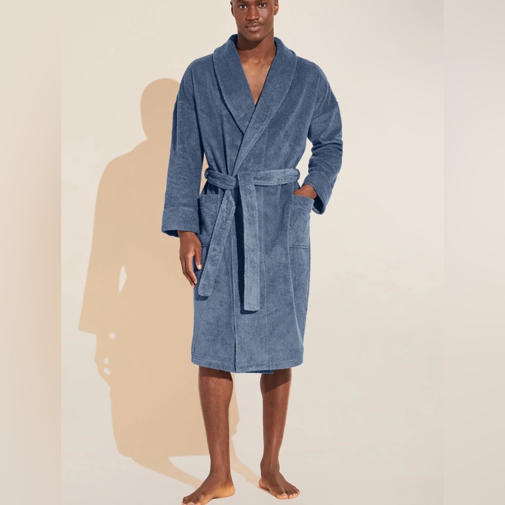 New With Tags: Eberjey Unisex Terry Robe In Size S/M - Picture 4 of 12